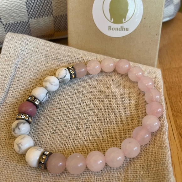 💗 Rose quartz with white howlite natural stones - Picture 3 of 17